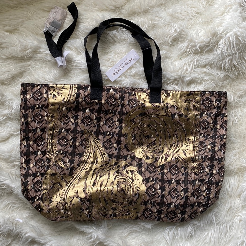 NWT 💛🖤Soft Surroundings XL Carry-All Tote in Glydan Gold💛🖤